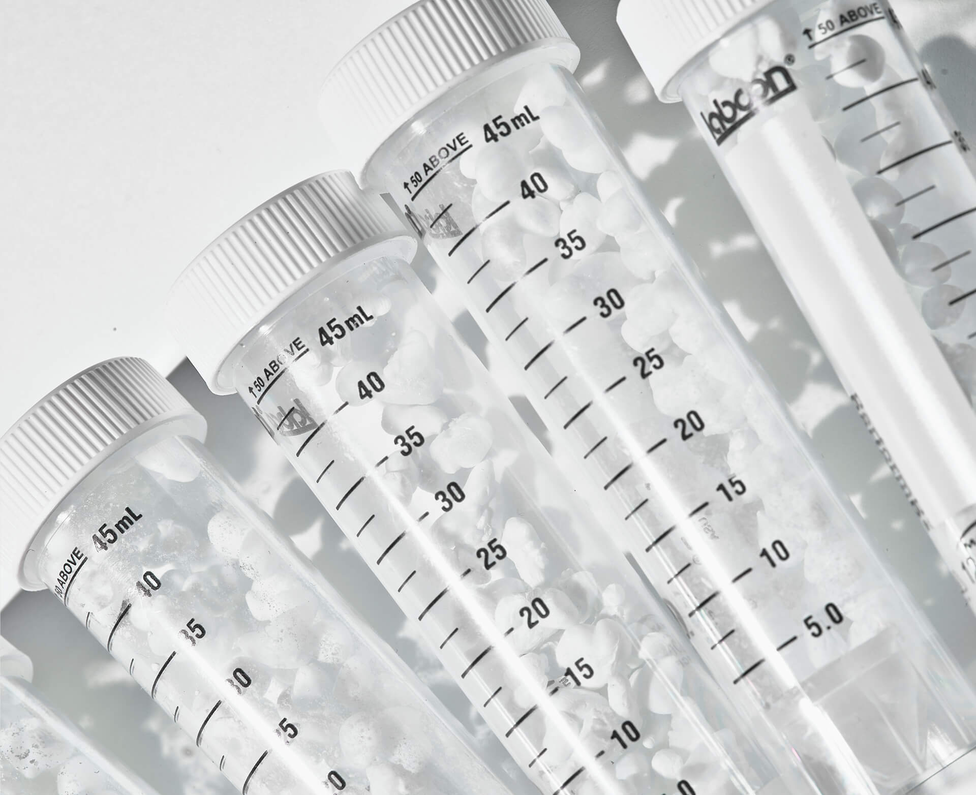 A photograph of multiple containers of silk pods.